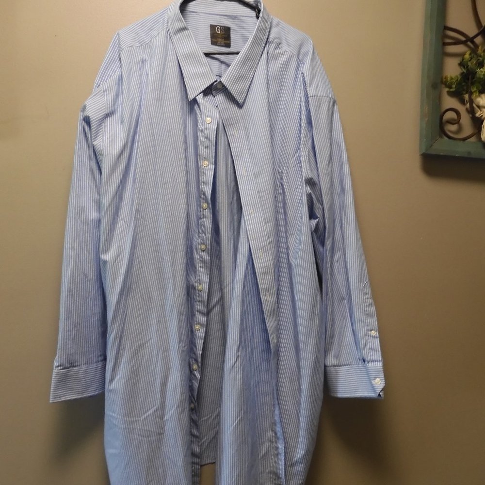 GS Gold Series 24 37/38 Blue with White Stripe Dress Shirt (6XLT) *READ DESCRIP*